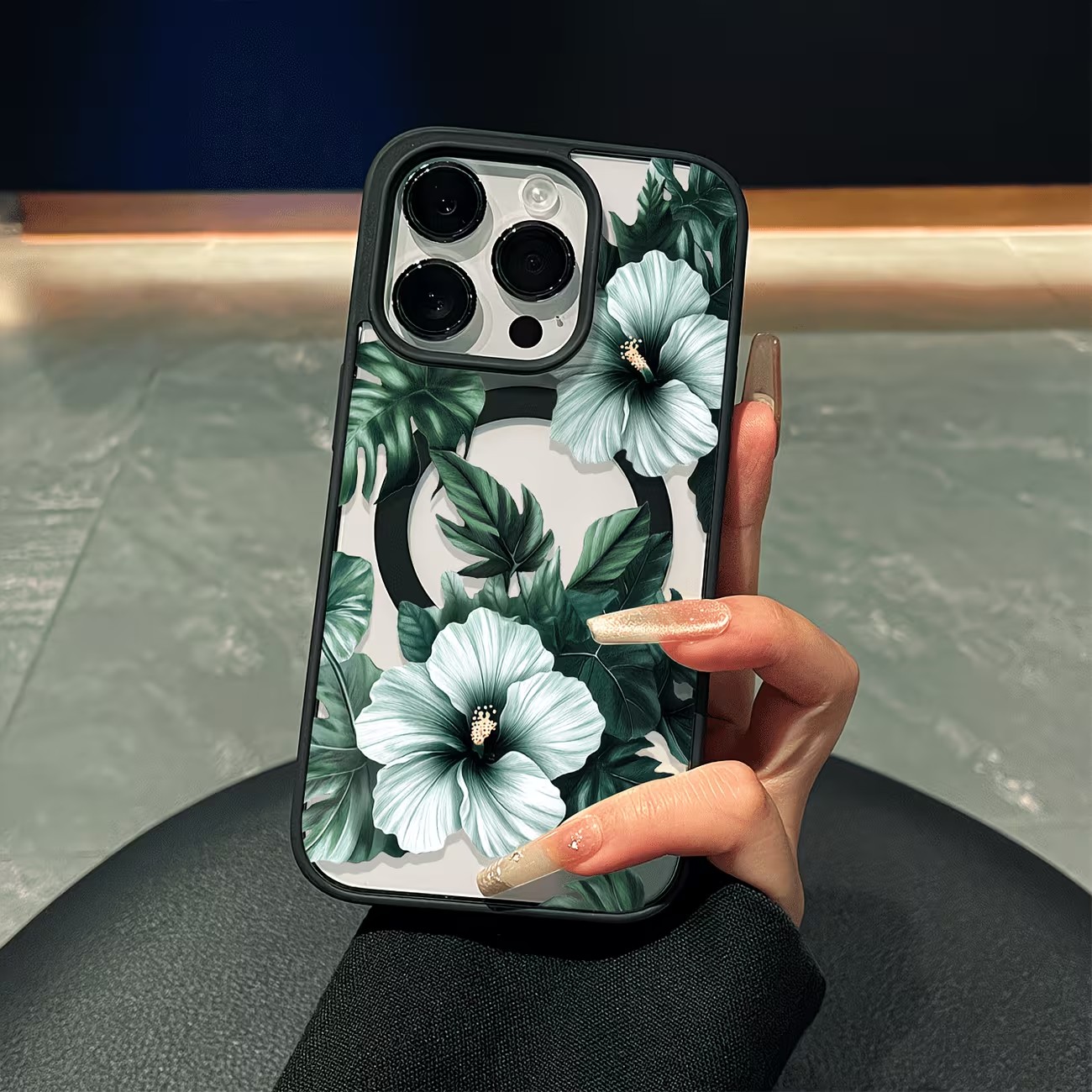Phone Accessories Magnetic - Etui na telefon z zielonym kwiatowym